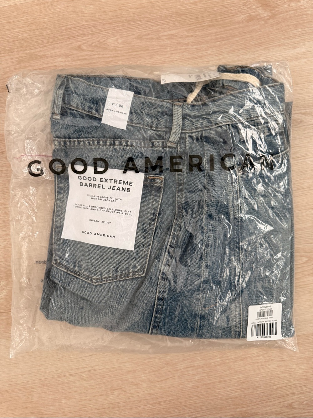 New Good American Good Extreme Barrel Jeans Size 28 - Picture 3 of 3